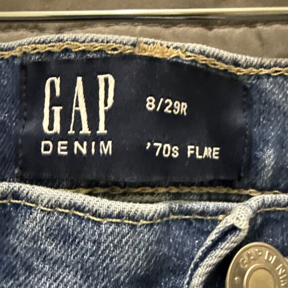 Gap 70s High Rise Flare Patch Pocket Hippie Boho Jeans Size 29 / 8 - Picture 2 of 11